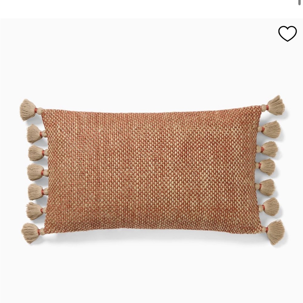 New West Elm Two-Tone Chunky Linen Tassels pillow cover